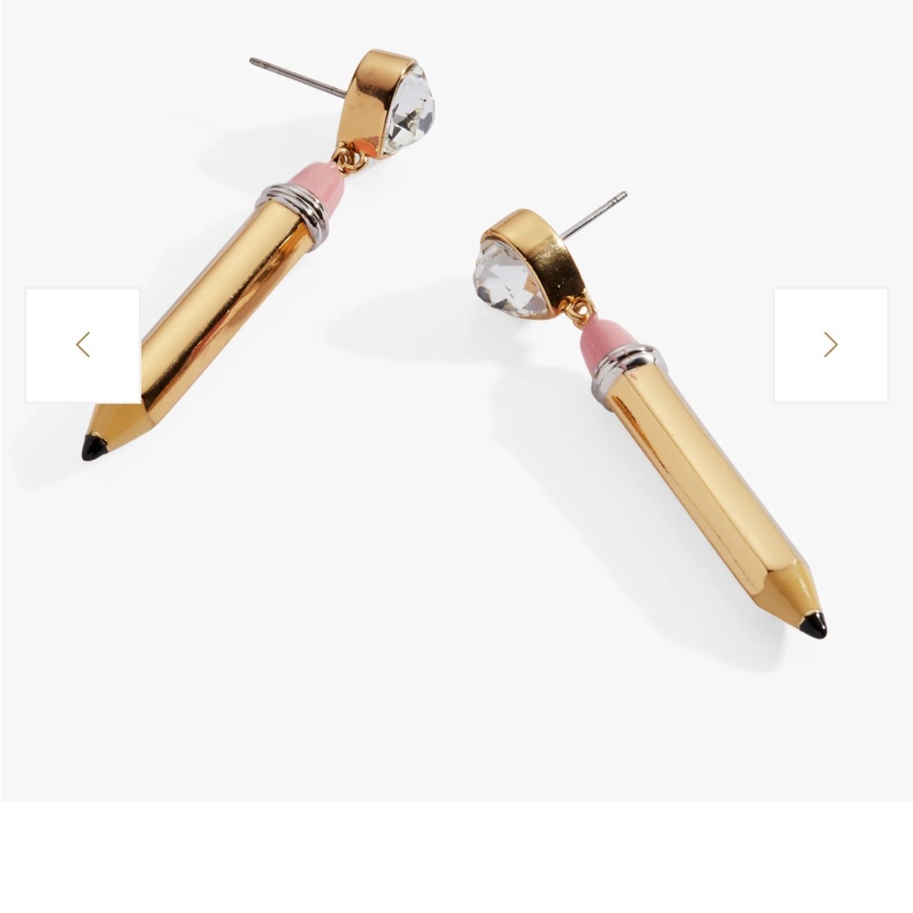 Alex and Ani Gold and Pink Pencil Earrings